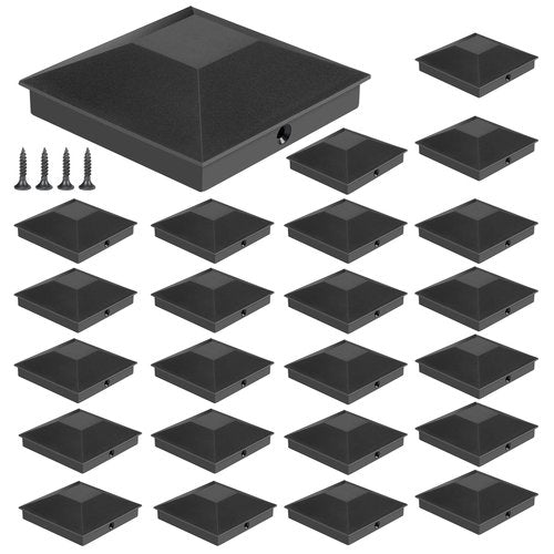 Eapele 4X4(3.5in x 3.5in) Wood Fence Post Caps, PP Plastic Water-Proof UV-Proof, Keep Post from Cracking and Rotting (24pcs, Black
