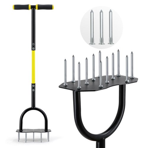 Jardineer Lawn Aerator Spike Aerating Tool, Updated 36" Taller Manual Grass Aerator Tool with 12 Stainless Spikes, Yard Aerator Tool for Compact Soil