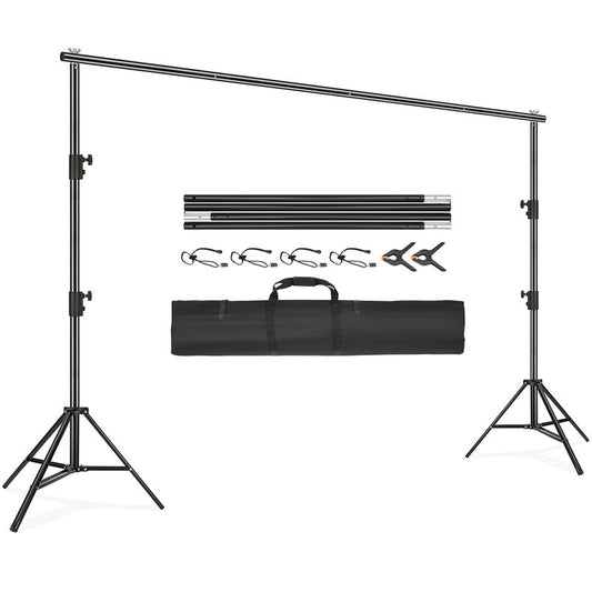 VEVOR 11.5 x 9.6 ft Heavy Duty Backdrop Stand, Height Adjustable Photography Backdrop Stand, Background Support System with 6 Clamps and A Carry Bag, for Party, Wedding, Display, Photo
