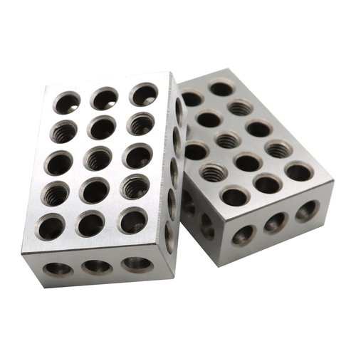 Yunnergo Precision Ground 1-2-3 Block Set (2 Blocks) - 1"x2"x3" Tool Steel 23 Holes, Matched Pair - Size/Flatness: ±.0003", Parallelism: .0002"