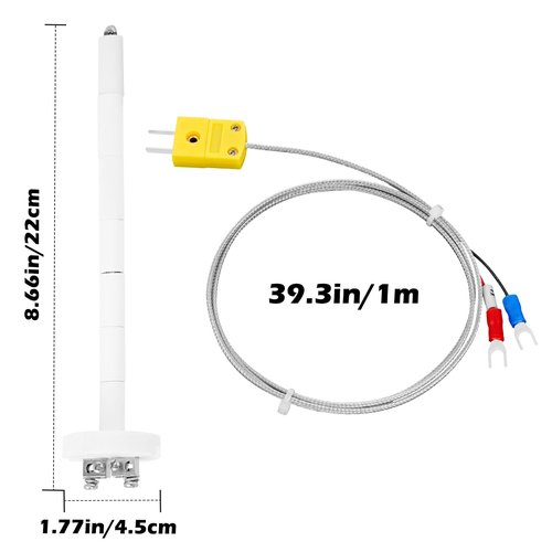 K-Type Thermocouple Block Ceramic Kiln Insulator Kiln Sensor Probe Measuring Temperature 32 to 2372 °F(0 to 1300 °C) 3.3 FT Wire Extension F/C 11G High Tool