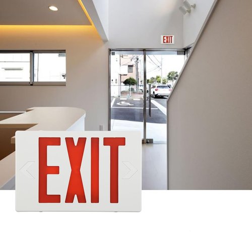 EXITLUX 1 Pack LED Exit Sign, Emergency Exit Light with Battery Backup, Double Face, 90 minutes -UL 924, AC 120/277V, Damp Location, Hardwired Red Letter Exit Lights for Business Indoor.