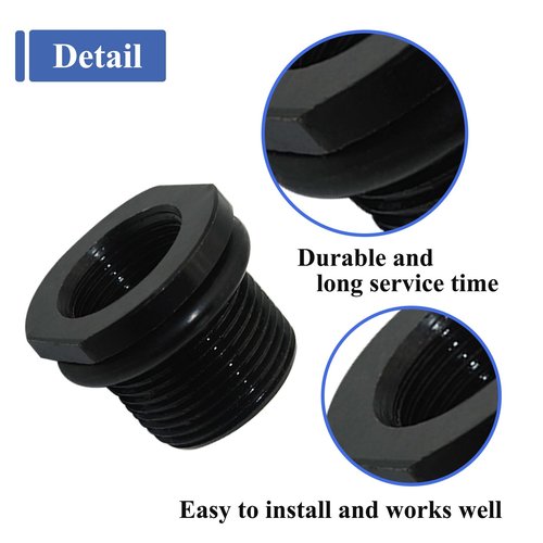 2 Pcs Thread Adapters and Rubber&Metal Washers, Replacement Kit, 1/2 * 28, 5/8 * 24, Black