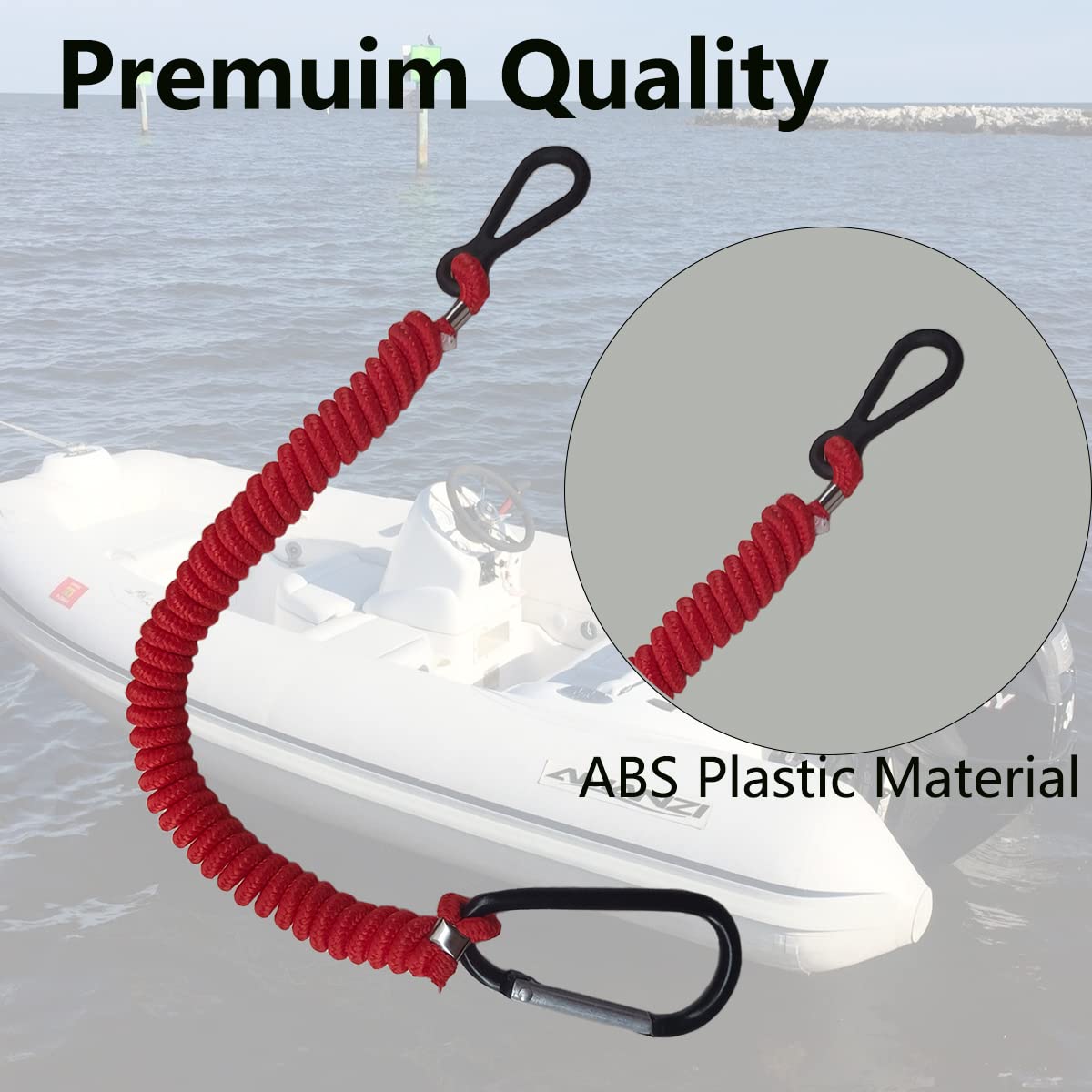 8M0092850 Boat Kill Switch Lanyard Replacement for Mercury Marine Boat Emergency Stop Switch Safety Lanyard Cord 54 Inch/137 Long -Replace 15920T54 15920A54 (Aluminum Alloy Clip Red 1Pcs)