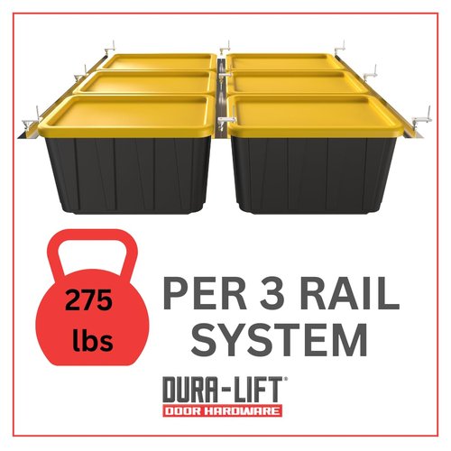 DURA-LIFT Elevate Overhead Slide Bin Gargage Storage System, Holds Up to 6 Totes with Adjustable Heavy Duty Aluminum Rails For Organization - 270 LBS Weight Capacity