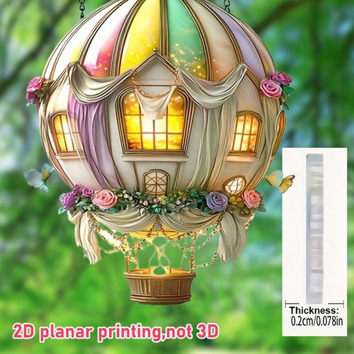 Hot Air Balloon Solar Lantern with Flickering Flame Light, Solar Hot Air Balloon Model, Glass Outdoor Solar Hanging Lights Waterproof, for Garden Yard Farmhouse Patio Pathway Decoration