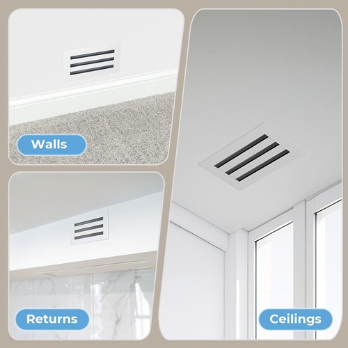 FA-STAR Modern AC Vent Cover 6" x 4" (Duct Opening Cutout) - Decorative White Air Vent - Standard Linear Slot Diffuser - Register Grille for Ceiling, Walls & Floors - All Aluminium