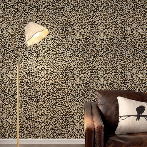 Cheetah Print Wallpaper Peel and Stick, Leopard Print Wallpaper Self Adhesive Removable Leopard Funky Contact Paper for Bedroom Bathroom Furniture, Yellow, 17.7¡¯¡¯x118¡¯¡¯ (14.5 Sq Ft)