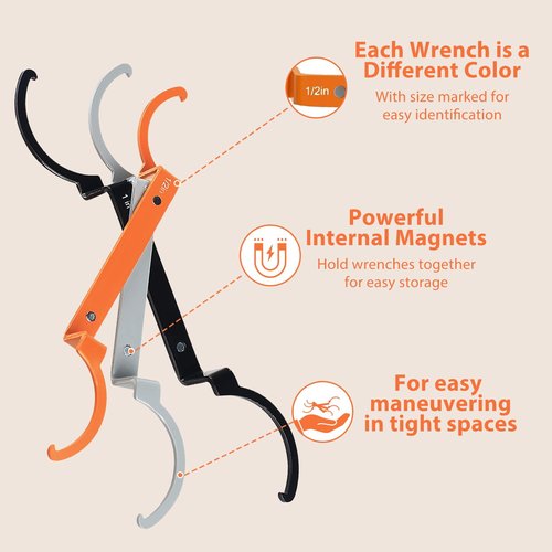 Danishsy 3PCS Conduit Locknut Wrench Kit, Lock Nut Wrench, Spanner Wrench Set 1/2 3/4 and 1-Inch Metal Steel Lock Ring, Tighten and Loosen Locknuts in Tight Spaces, Electrician Tools