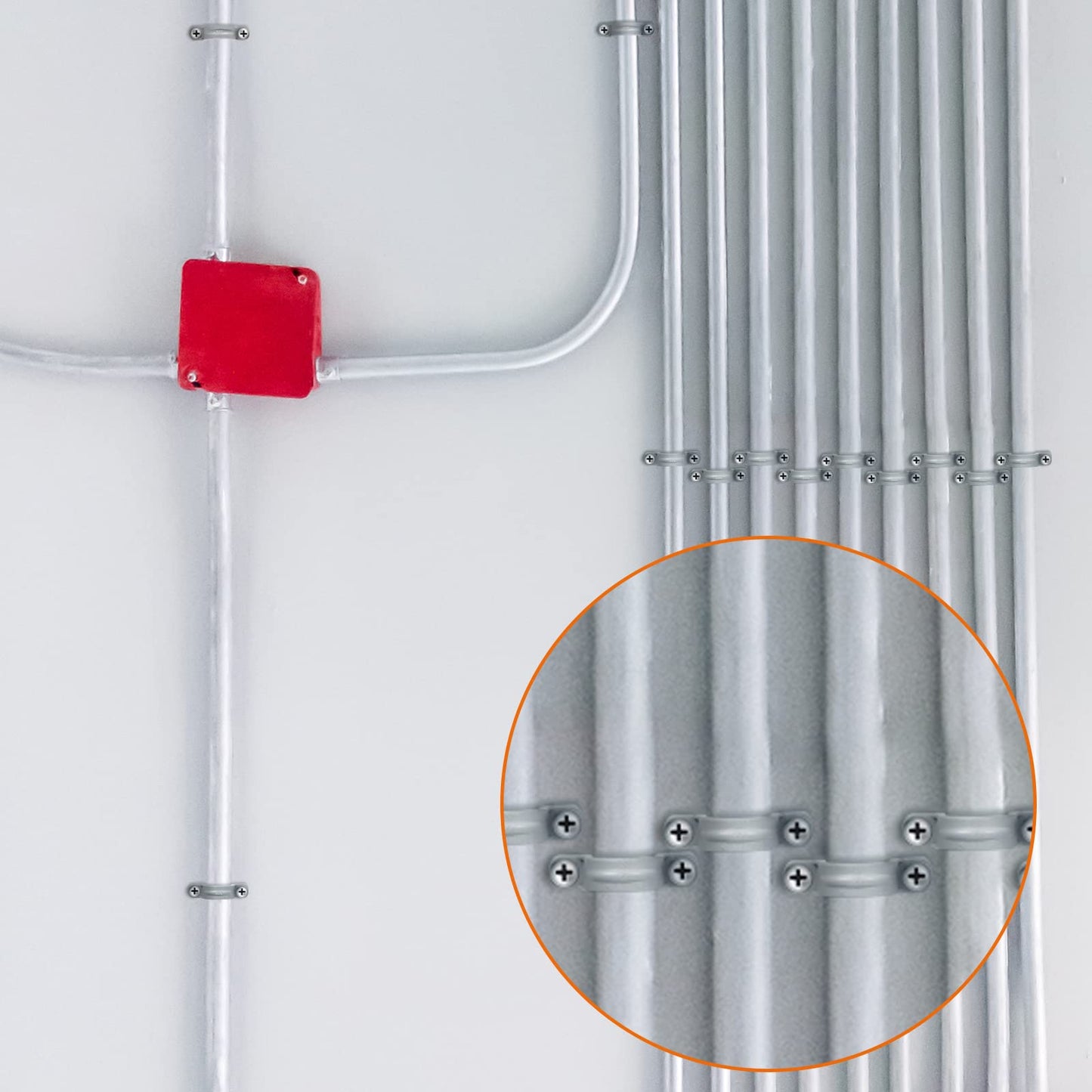 Demissle PVC Conduit Clamp 2 Hole Straps Heavy Duty Grey Plastic Conduit Strap U Clip Mounting Bracket for Cables(50 Pcs,3/4 Inch)