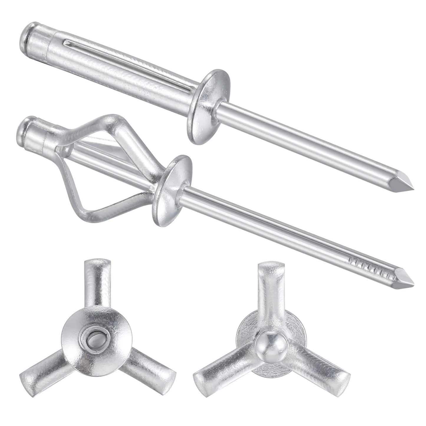 Wensilon (150 pcs) Tri-Fold Rivets Assortment 3/16 * 1，Tri Grip Rivets，Aluminum Blind Rivets Tri Grip Boat Kayak Rivets,Trifold Rivets，Bulb Style Rivets