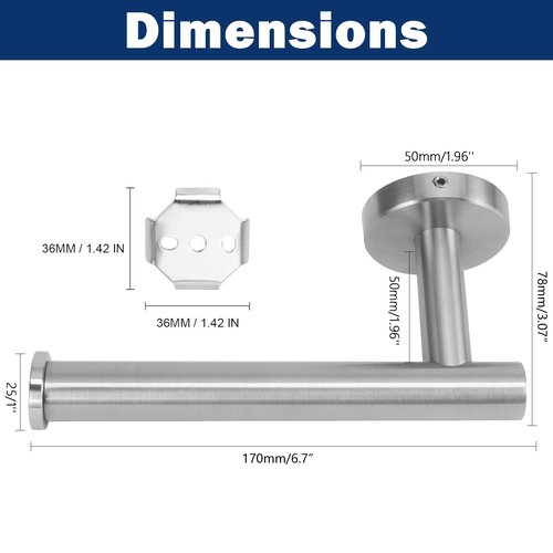 NearMoon Bathroom Toilet Paper Holder, Premium SUS304 Stainless Steel Rustproof Wall Mounted Toilet Roll Holder for Bathroom, Kitchen, Washroom (1 Pack, Brushed Nickel)