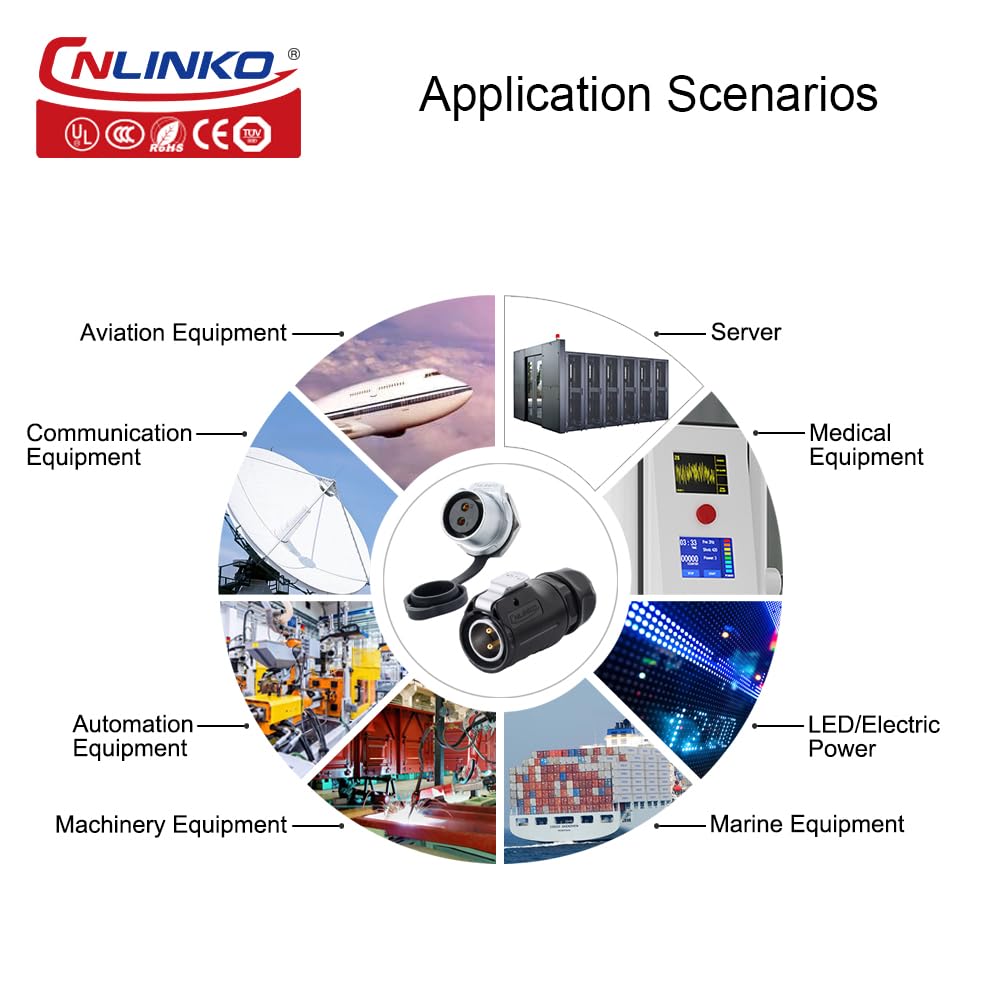 CNLINKO LP20 2 Pin Waterproof Connectors,IP68 Circular Connectors Fast Locking Plug,2-12 Pin Power Connector M20 Male Female Plug,LED Outdoor Lighting Connectors(2 Pin)