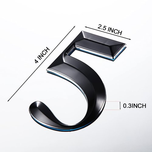 Jetec 10 Pcs House Numbers 3D Door Mailbox Numbers 0-9 Self Adhesive House Door Street Address Stickers for, Apartment, Office, Hotel Room, Mailbox Signs(4 x 2.5 Inches,Black)