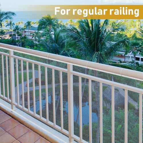 20ft Indoor Outdoor Baby Safety Stair Railing Net Baby Proofing Stair Balcony Banister Rail Guard Child Safety Stair Protection Safe Rail, White(10ft x 2Pack)
