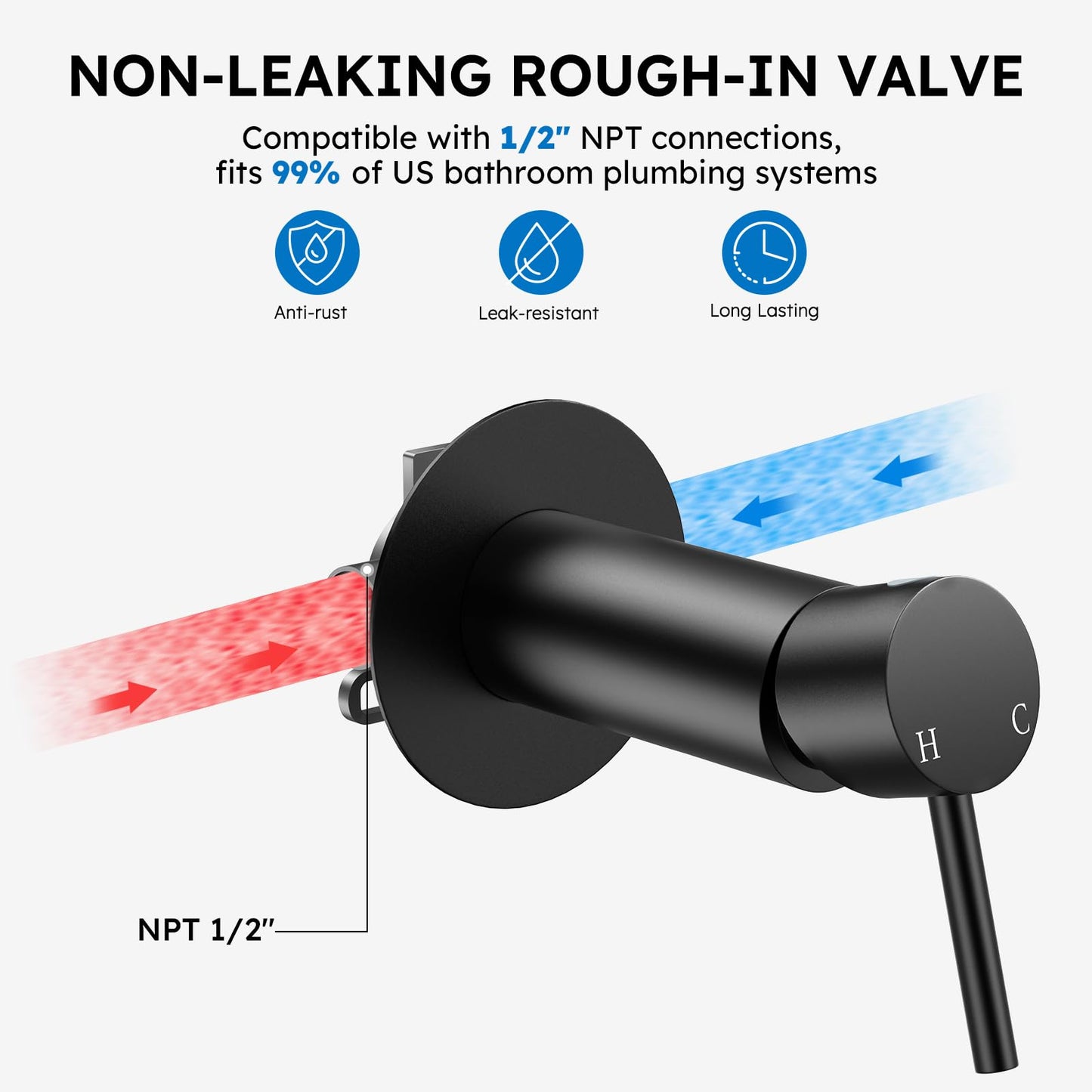 Arofa Built-in Hot and Cold Handheld Bidet Sprayer for Toilet, Black Warm Water Bidet with Adjustable Water Flow, Dual Control Mode Muslim Shower with Spray Hose for Feminine Wash, Wall Mounted