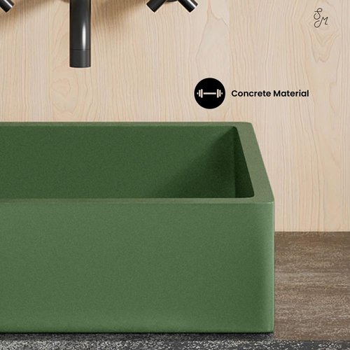 Swiss Madison Lisse 15.5" Concrete Square Vessel Sink in Matte Royal Green