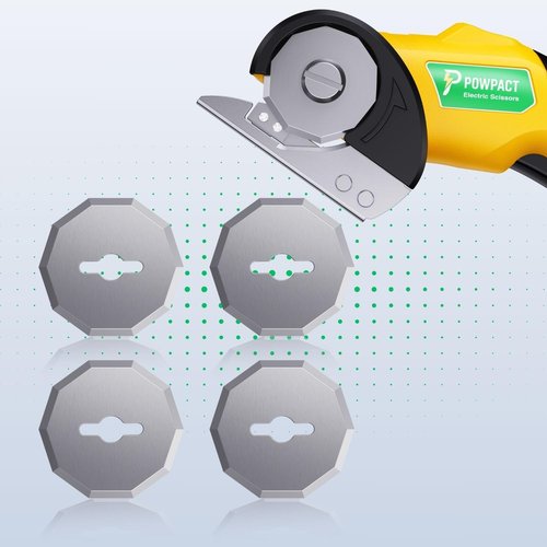 4-Pack Replacement Blades for Powpact Electric Scissors, 40mm Octagonal SK4 Steel, 1.2mm Thick, Cuts Cardboard, Fabric, Plastic, Leather