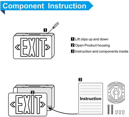 EXITLUX 1 Pack LED Exit Sign, Emergency Exit Light with Battery Backup, Double Face, 90 minutes -UL 924, AC 120/277V, Damp Location, Hardwired Red Letter Exit Lights for Business Indoor.