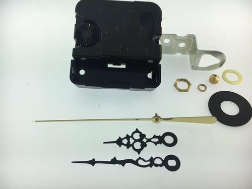 Takane Quartz Clock Movement Kit, 5/8 inch Shaft, Black Fancy Hands, Fits 1/4 inch Dial