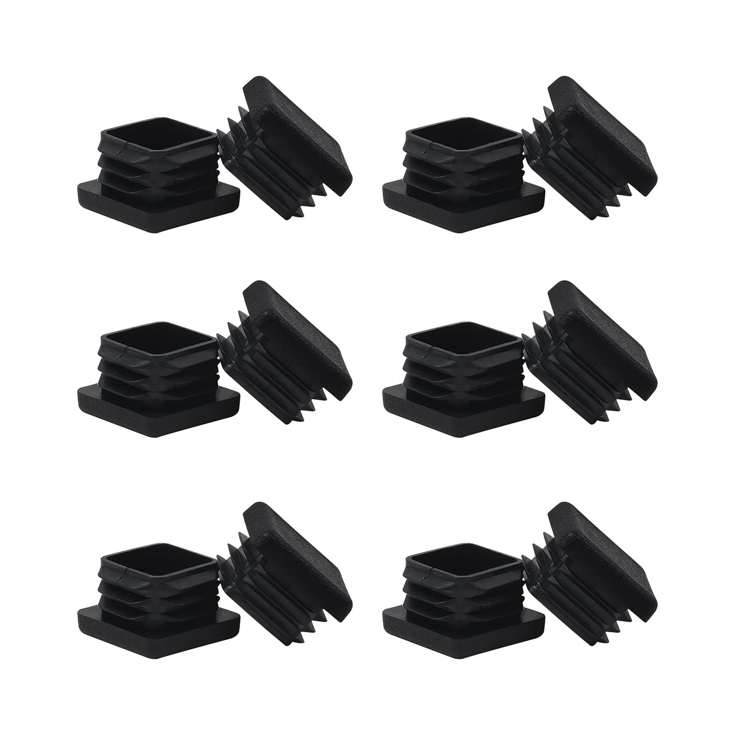 WZB 1 1x1 Square Tube End Cap Plastic Plugs 12 Pack, 1x1 1 Inch Square Tubing Plug 1x1 Tube End Caps Fence Post Pipe Cap Cover Tubing Insert Chair Glide Finishing Plugs, Black