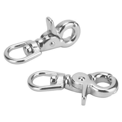 TAICHEUT 4 Pack 2.67 Inch Trigger Snap Hooks, 360 Degree Swivel Lobster Clasps, Stainless Steel 316 Scissor Snap Lobster Claw Clips for Flag Pole, Pet Leash, Camera Straps, Cages