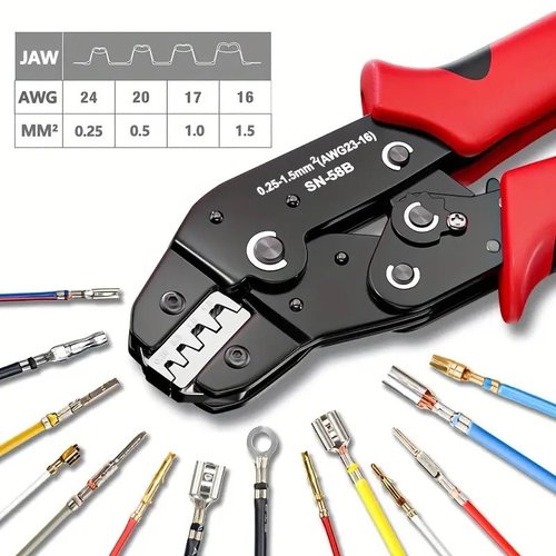 1 Pack Automatic Wire Crimper Tool for Small Electronics - Easy-Squeeze Spring Handle Plier to Fix Phone/Computer Wires, DIY Home Repair Kit.