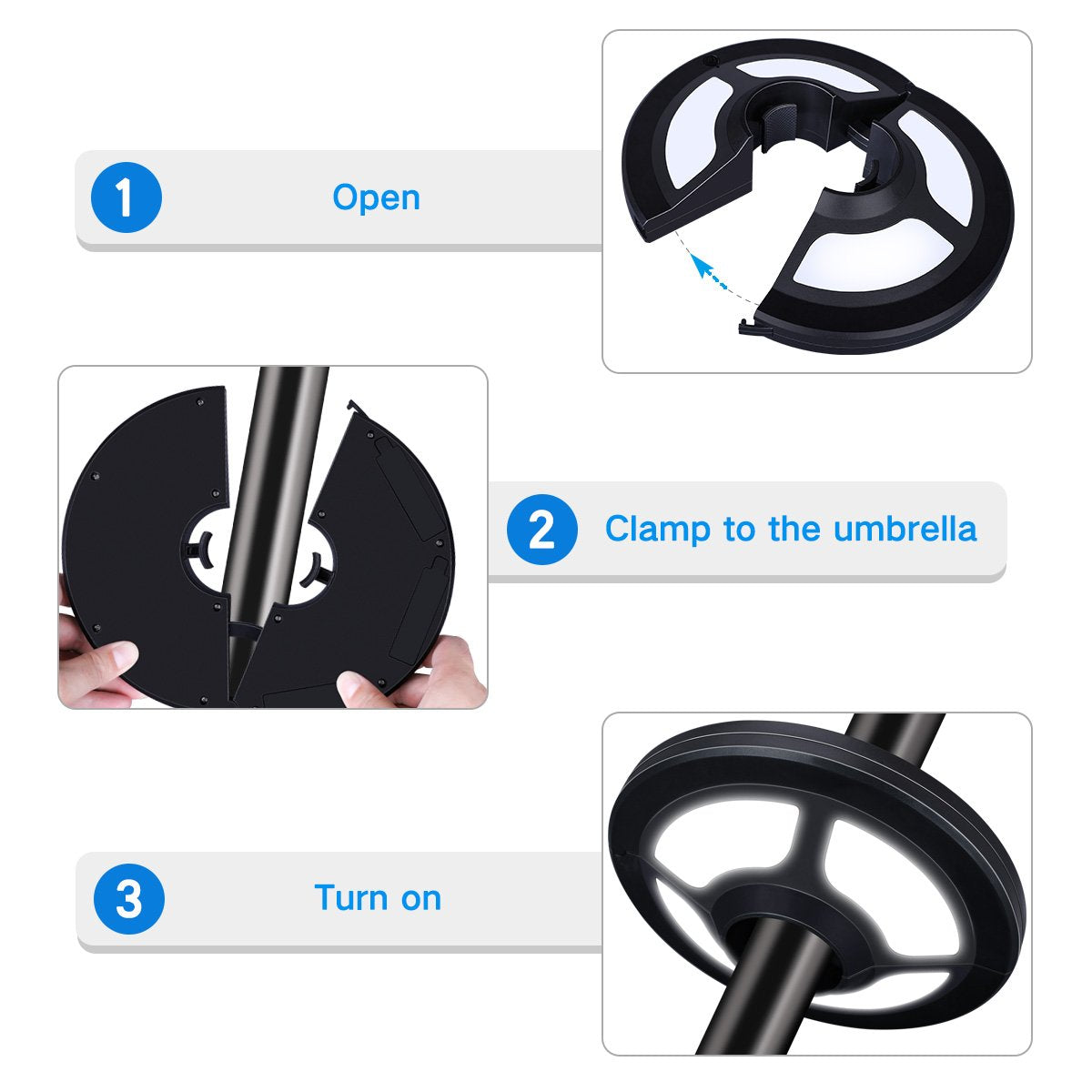 OYOCO Patio Umbrella Light 2 Brightness Mode Cordless 36 LED Lights at 220 lux- 3 x AA Battery Operated, Umbrella Pole Light for Patio Umbrellas, Camping Tents or Outdoor Use(36 LED Cool White)