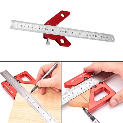 Begot Aluminum Alloy Circle Center Finder 45/90 Liner & Circle Scribe Marker Measuring Tool Woodworking Center Line Ruler for DIY Projects