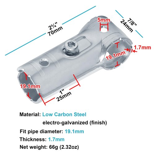 eoere 20 Sets T Pipe Connector Tee Clamp Fittings, Fit OD 19.1 mm Stainless Steel Pipe and 1/2" EMT