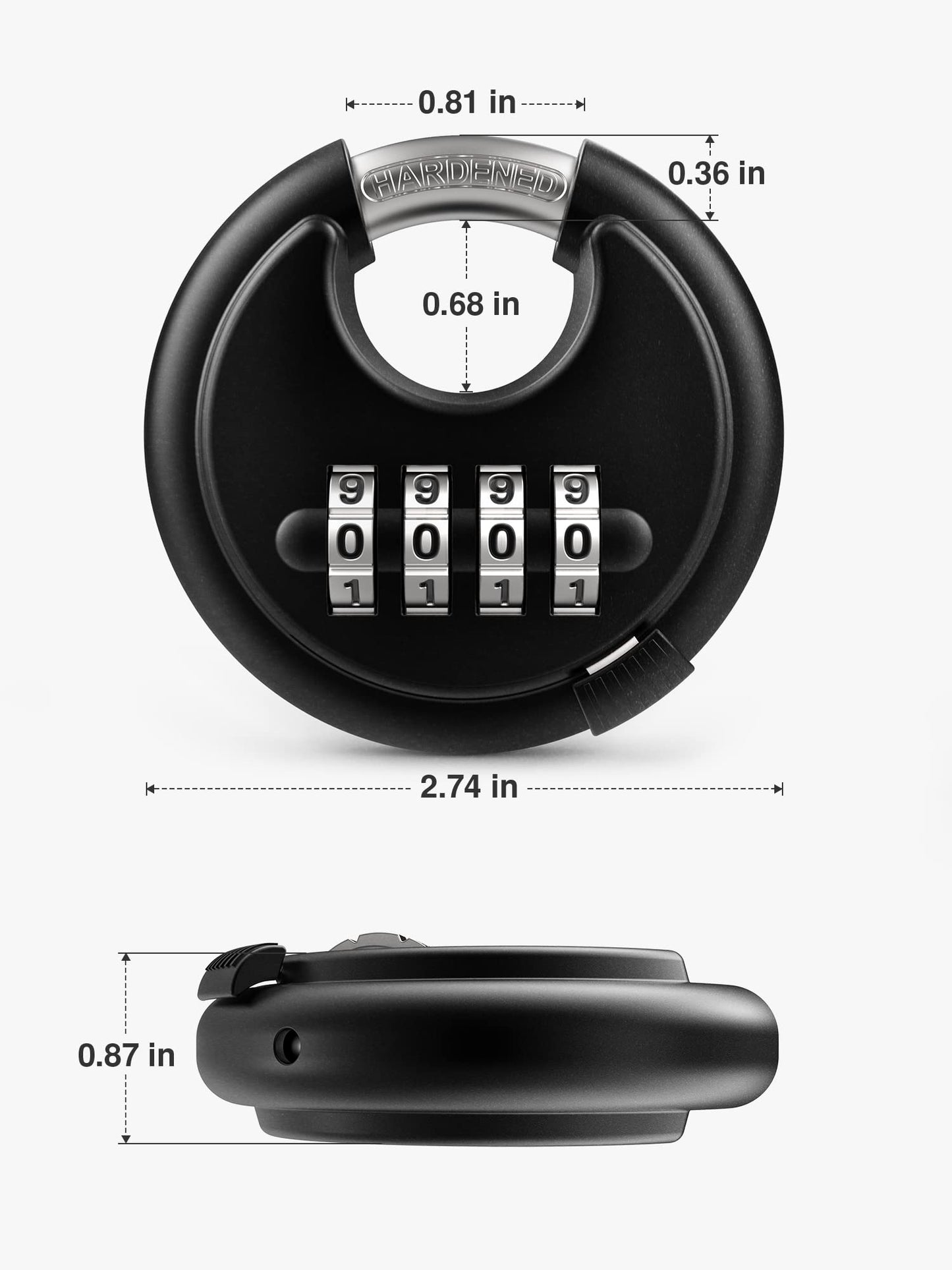 Puroma Combination Lock, 4 Digit Padlock with Hardened Steel Shackle, Keyless Heavy Duty Combo Lock for Outdoor Sheds Fence, Gate Hasps, Storage Unit, School Gym Locker (1 Pack, ‎Black)