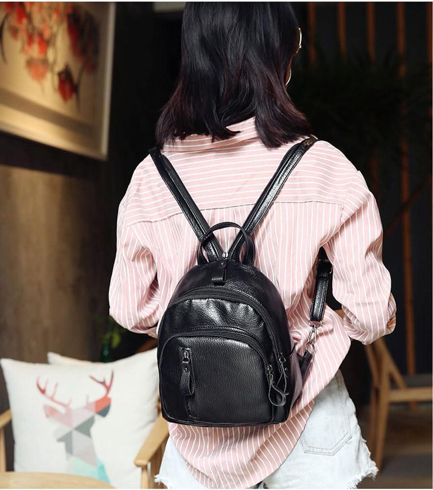 Women's Backpack,Women's Bag, Soft Leather Mini Waterproof Backpack