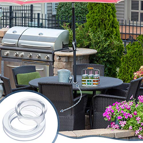 Jetec Clear Patio Umbrella Hole Ring and Cap Set - Fits 2 Inch Glass Table Hole, 1 Set