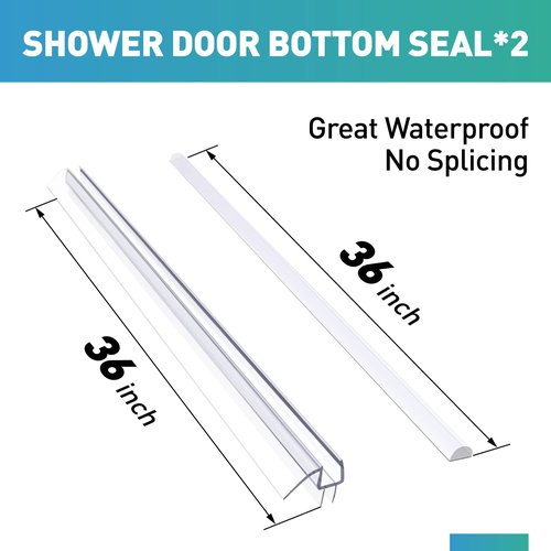 FCSOTSPS Shower Door Bottom Seal, 2 PCS 3/8" x 36" Shower Door Sweep for 3/8 Inch Glass, Frameless Glass Shower Door Seal Strip, Stop Shower Leaks and Create a Water Barrier