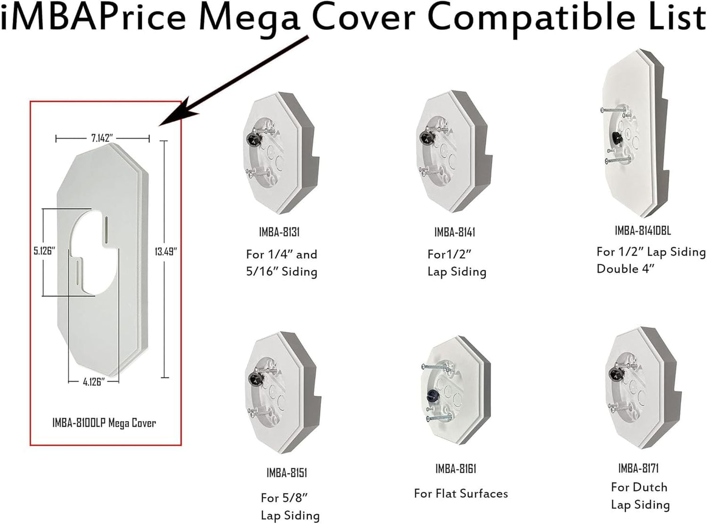 iMBAPrice IMBA-8141DBL UL Listed White Vinyl Siding Lamp Mounting Kit with Built-in Electrical Box for 1/2 Inch Outdoor Double 4" Siding, 1-Pack