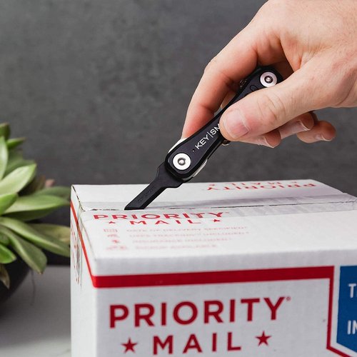 KeySmart Safe Box Opener - Key-shaped Safe Package Opener For Everyday Carry, with Finger Protection Fits Perfectly on Keychain or Inside a KeySmart - Great Stocking Stuffer (Black)