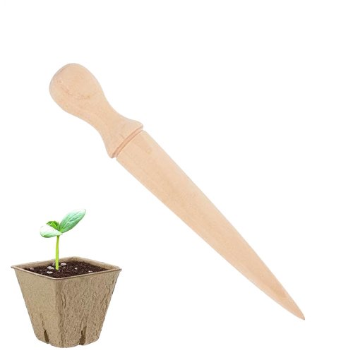 Dibber Garden Tool - Wooden Sow Dibbler | Plant Hole Digger for Planting | Bulb Planter Tool | Seeds Transplanting Plants Planting Bulbs | Planter for Planting Flowers Tulips, Daffodils & Dahlias
