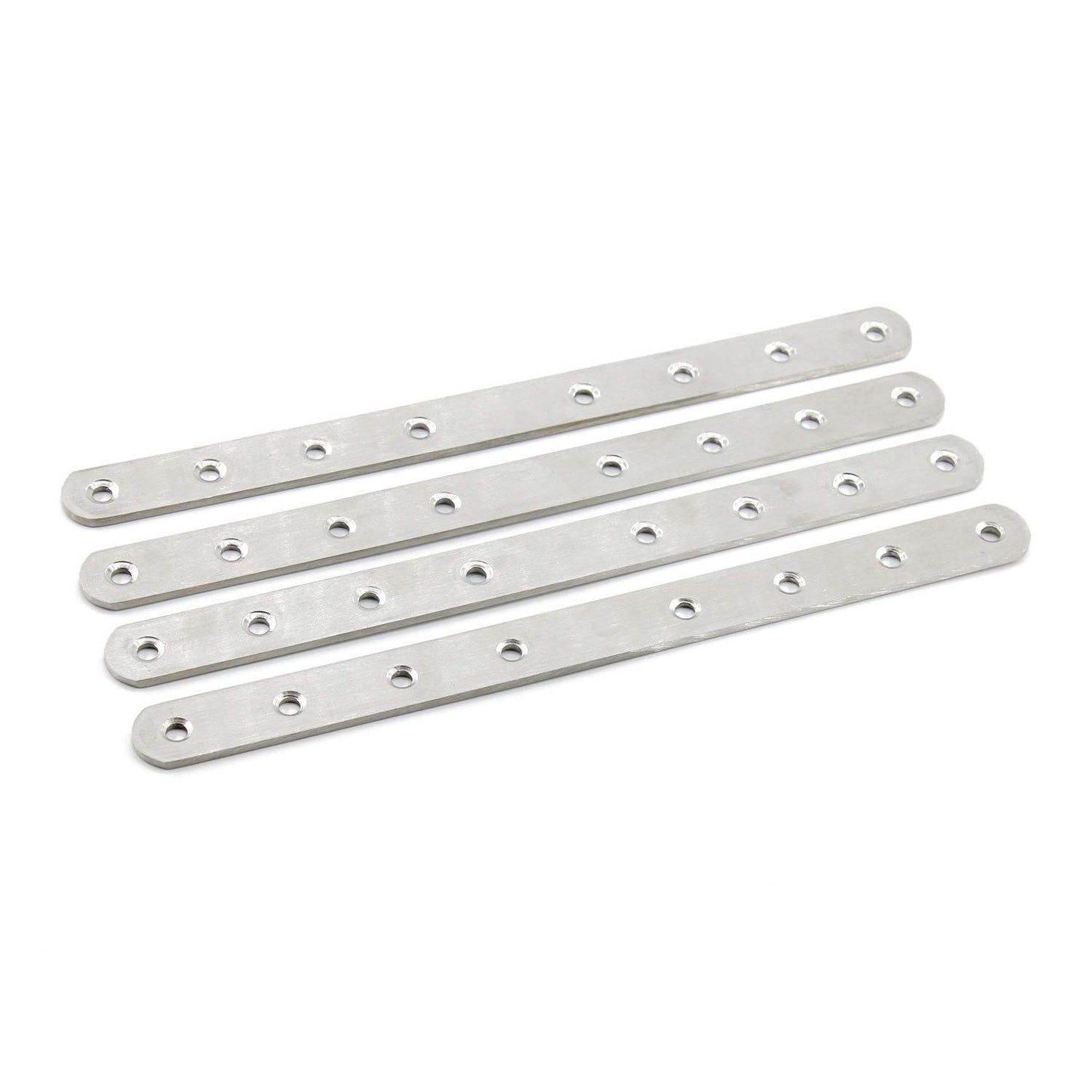 4 Pack Flat Mending Plate for Wood,ULIFESTAR Stainless Steel Straight Brackets 300mm / 12" Length 8 Screw Hole Flat Repair Fixing Wood Brace Joining Plates Connector with Fixing Screws