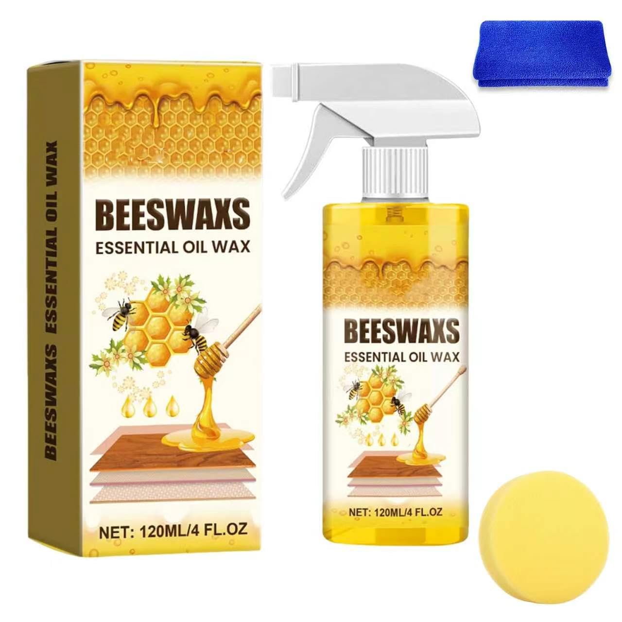 Beeswax Wood Polish Spray – Natural Beeswax Furniture Polish & Wood Cleaner, Multi-Purpose Wood Care Spray for Cabinets, Tables & Floors, Restores Shine & Protects Surface (1 Pack)