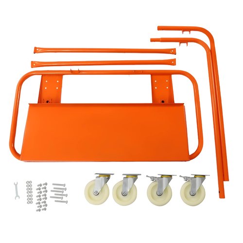 REHOUPTU Steel Drywall Cart Dolly, 780Lbs Load Capacity Panel Truck, Heavy Duty Drywall Sheet Cart with Four Swivel Casters for Handling Wall Panels, Wood Board, Orange (780lbs)