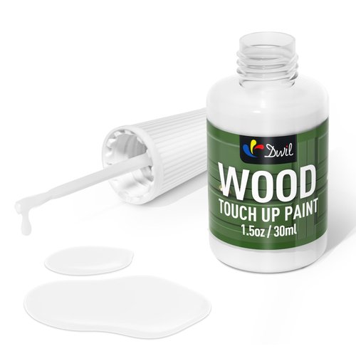 DWIL Wood Touch Up Paint - 1.5 Oz Touch Up Paint Pen for Wood Refinishing, Quick-Dry Paint for Scratches,Chips and Spots on Furniture, Cabinets, Doors, Tables, and Dressers (White)