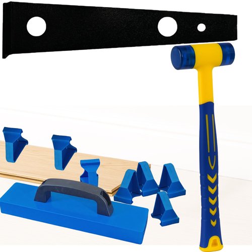 Jiffy2NE1 Flooring Installation Kit, Flooring Tools for Laminate/LVP/LVT/Hardwood/Vinyl Installing, with 20Pcs LVP Spacers (1/4 & 1/2 inch), Heavy Duty Tapping Block, Pull Bar, Rubber Mallet