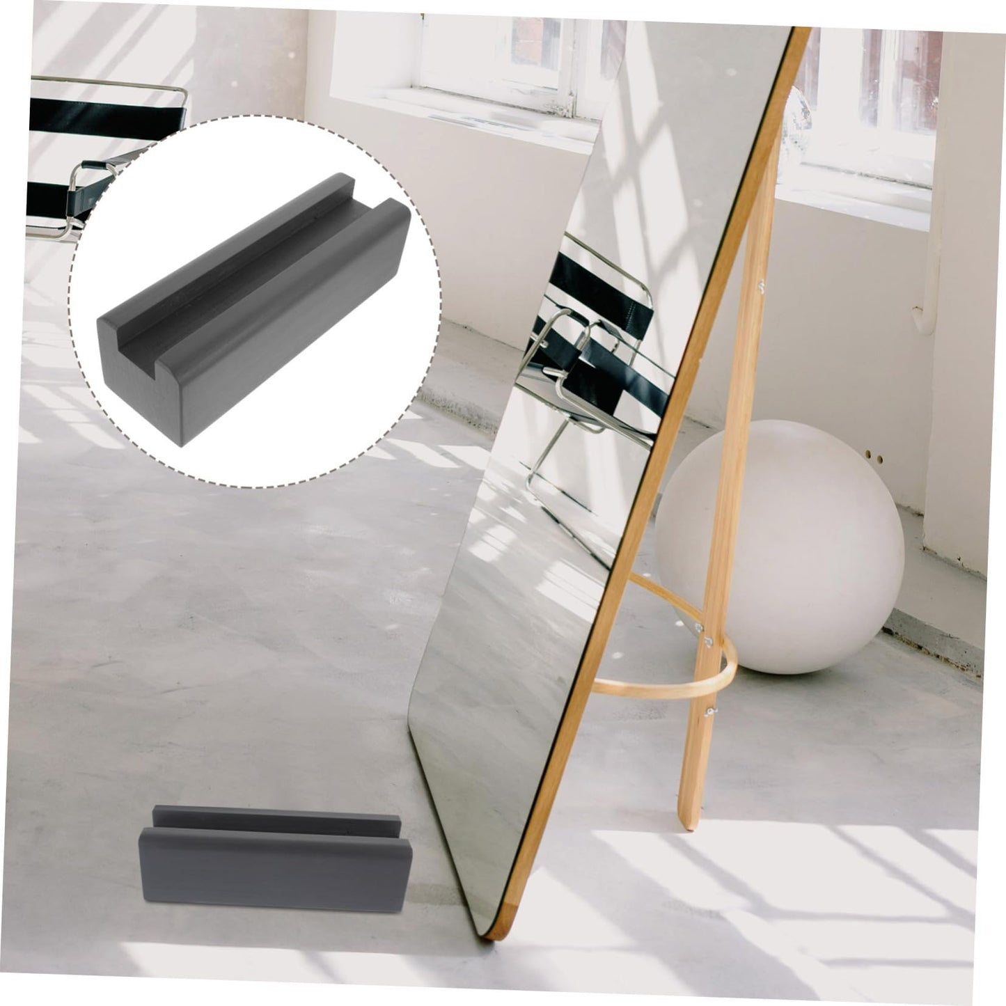 Yardenfun Skid Floor Mirror Support Bracket Multipurpose Full Mirror Holder Stand for Bedroom and Living Room Dark Gray