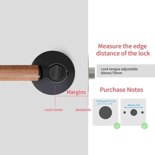 Evionlin 5 Pack Gold Keyless Zinc Alloy Wooden Door handlesleft or Right Hand Door Handles, Used for Bedroom or Bathroom Door Locks
