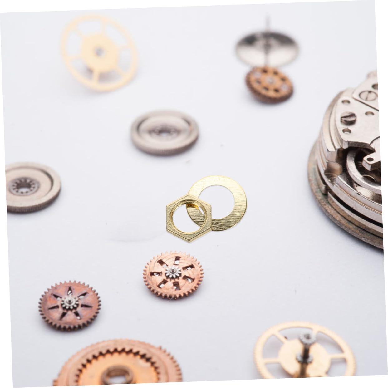 Unomor 10 Sets of Nut and Washer Wall Clock Repair Kit Quartz Mechanism Fittings for DIY Clock Assembly Replacement Parts for Clock Maintenance and Repair