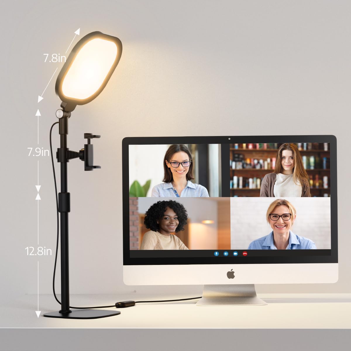 Video Conference Lighting for Zoom Meeting, Desk Lamps for Home Office, 30 Light Modes Desk Light, Ring Light for Desk with Flexible Stand & Memory Function for Zoom Lighting, Video Streaming, Drawing