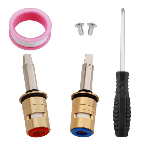 Misakomo Ceramic 1/4-Turn Cold & Hot Valve Cartridge Kit Long Stem Fit for Concealed Caps Replace# 377XKRHJKABNF & 377XKLHJKABNF