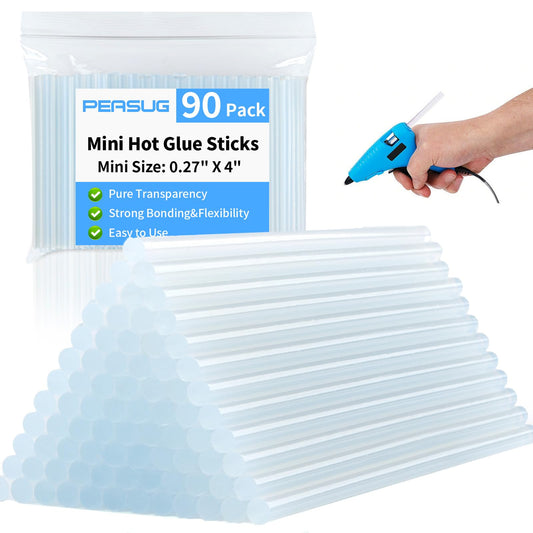 90 Pcs Mini Hot Glue Sticks, Clear Glue Gun Sticks for Metal, Wood, Glass DIY Art Craft & School Projects Craft, Bond (4" X 0.27")