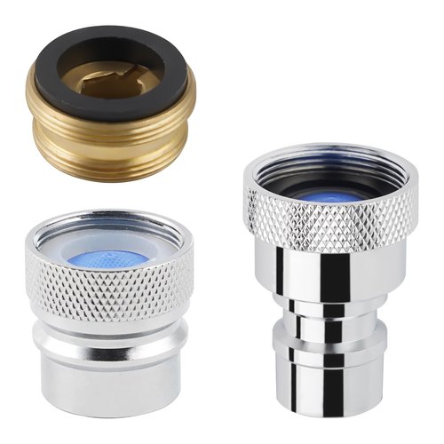 Hygie Rinse 2pcs Portable Dishwasher Faucet Adapter, Kitchen Sink Faucet Adapter Connection for Dishwasher, Can Be Used As Faucet Aerator, 15/16-27 Male Outside and 55/64-27 Female Inside, Chrome