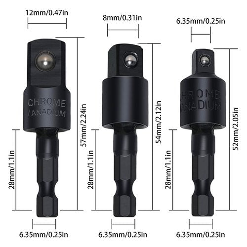 Fruholt Flexible Drill Bit Extension Set with Right Angle Attachment, 360° Rotatable 1/4 3/8 1/2" Impact Grade Socket Adapter Sets for Cordless Drill & Screwdriver, Power Drill & Driver